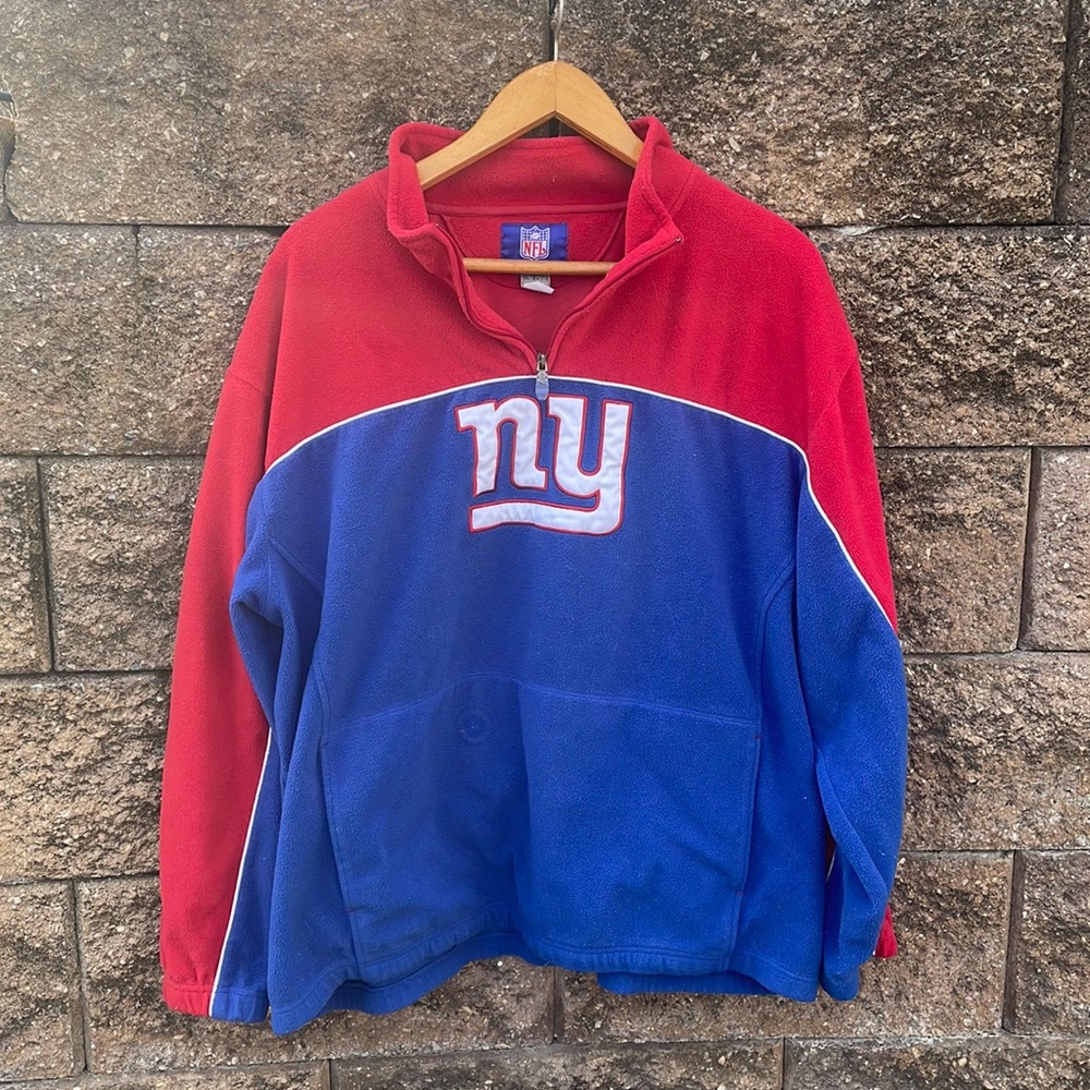 VINTAGE NFL New York Giants Quarter-Zip Fleece Pullover - Size Men's 3XL